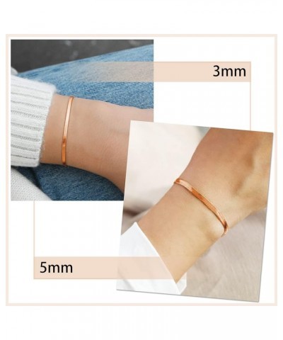 Stainless Steel Herringbone Flat Chain Bracelets for Women,18K Gold/Rose Gold/Black Metal Paperclip/Snake/Cuban/Figaro Sterli...