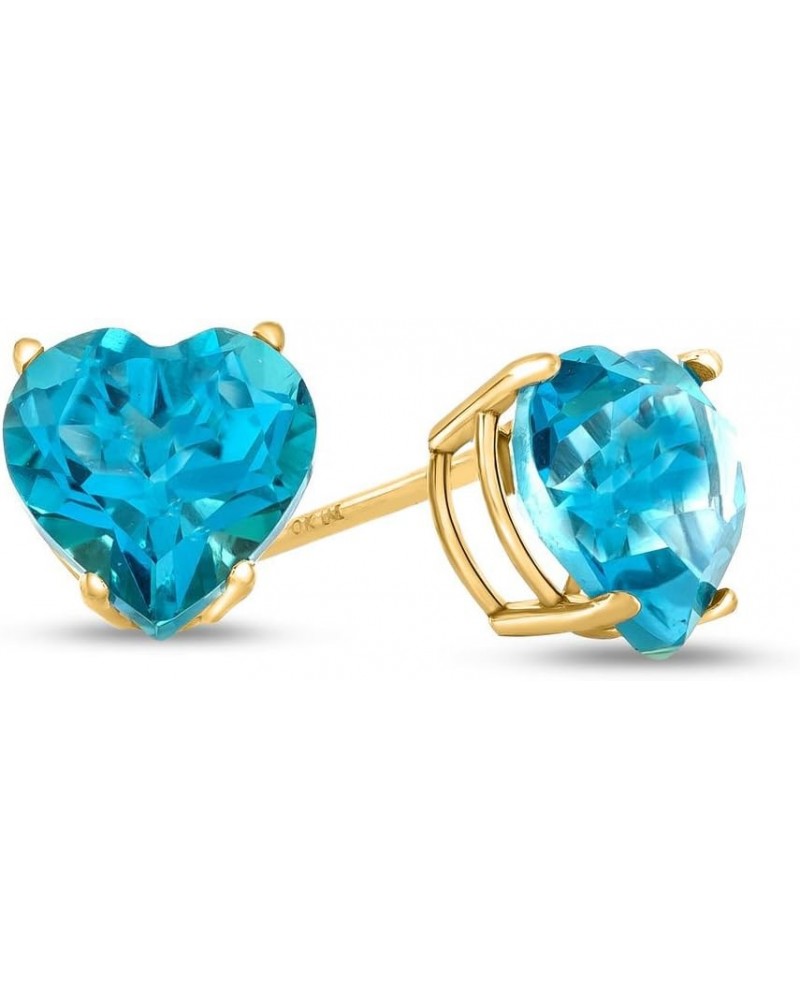 Solid 10k Gold or 7x7mm Heart Shaped Stone Post-With-Friction-Back Stud Earrings Coated Paraiba Topaz Yellow Gold $48.30 Earr...