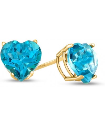 Solid 10k Gold or 7x7mm Heart Shaped Stone Post-With-Friction-Back Stud Earrings Coated Paraiba Topaz Yellow Gold $48.30 Earr...