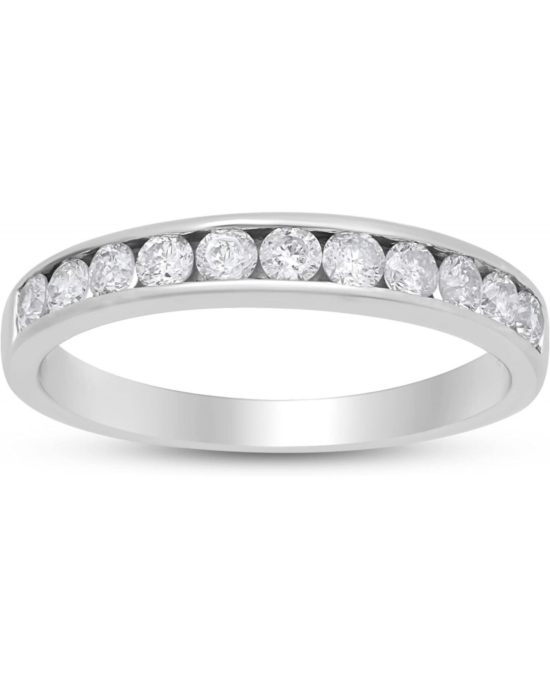 Sterling Silver 1/2 Cttw Natural White Round Diamonds Anniversary Ring, Size 7 $62.88 Rings