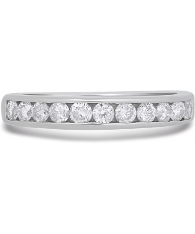 Sterling Silver 1/2 Cttw Natural White Round Diamonds Anniversary Ring, Size 7 $62.88 Rings