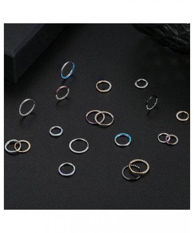 16G 18G Septum Rings for Women | 316L Surgical Stainless Steel Hinged Septum Clicker Nose Rings Hoop | Opal CZ Cartilage Conc...