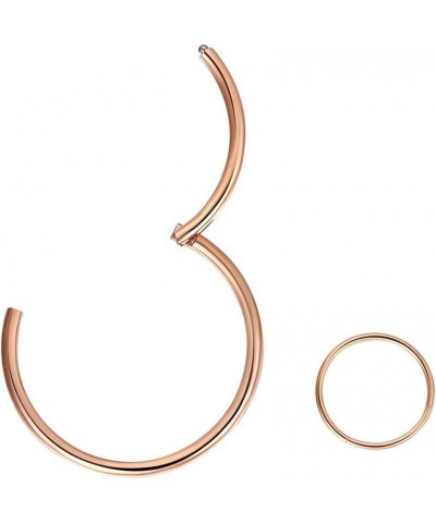 316L Surgical Steel Hinged Clicker Nose Rings Hoop 20G 18G 16G 14G Septum Rings Body Piercing Lip Rings 1pcs,Rose Gold,20g,Di...