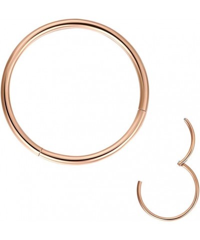 316L Surgical Steel Hinged Clicker Nose Rings Hoop 20G 18G 16G 14G Septum Rings Body Piercing Lip Rings 1pcs,Rose Gold,20g,Di...