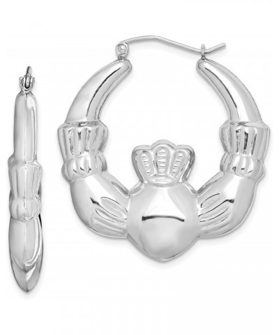 Sterling Silver Claddagh Hoop Earrings (Approximate Measurements 35mm x 34mm) $33.75 Earrings