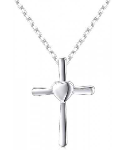 S925 Sterling Silver Small Cross Pendant Necklace Bracelet Earrings Necklace: Heart Cross $14.00 Necklaces