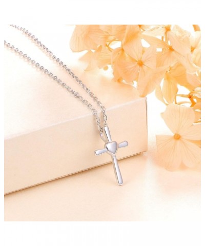 S925 Sterling Silver Small Cross Pendant Necklace Bracelet Earrings Necklace: Heart Cross $14.00 Necklaces