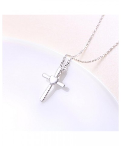 S925 Sterling Silver Small Cross Pendant Necklace Bracelet Earrings Necklace: Heart Cross $14.00 Necklaces