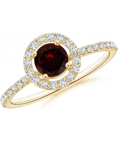 Natural Garnet Halo Ring for Women, Girls in 14K Solid Gold/Platinum| January Birthstone Jewelry Gift for Her | Birthday| Wed...