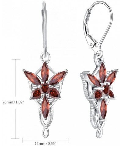 Women Arwen Evenstar Earrings,925 Sterling Silver Leverback Dangle & Drop Earrings with 5A Cubic Zirconia,Elvish Jewelry for ...