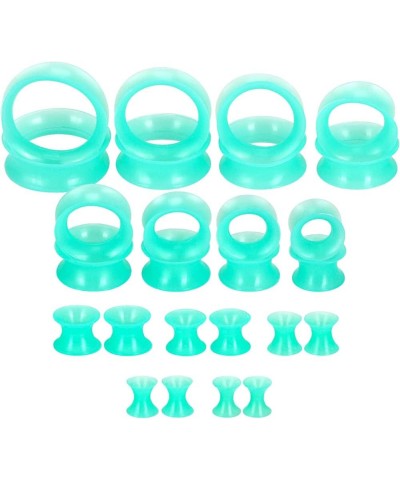 Silicone Ear Tunnels 26pcs Soft Double Flared Ear Gauges Plugs Piercing Jewelry 3mm-1 inch Turquoise $8.24 Body Jewelry