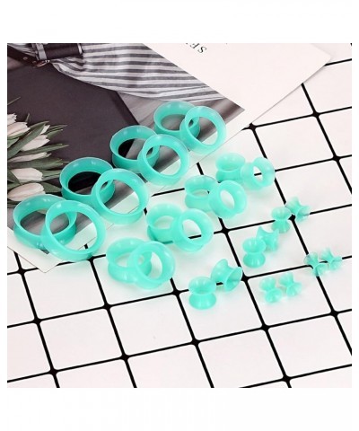 Silicone Ear Tunnels 26pcs Soft Double Flared Ear Gauges Plugs Piercing Jewelry 3mm-1 inch Turquoise $8.24 Body Jewelry