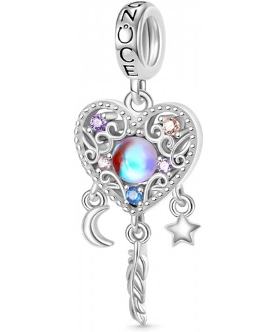 Opal Dream Catcher Heart Pendant Charms for Bracelet 925 Sterling Silver Flying Butterfly Moonstone Dangle Charm for Women Gi...