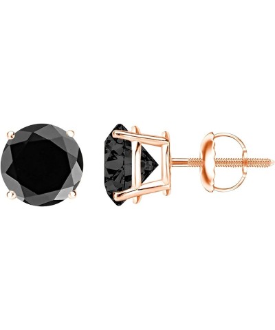 1/2-10 Carat Total Weight Black Diamond Stud Earrings 4 Prong Screw Back 4.01 Carat 14K Rose Gold $447.84 Earrings