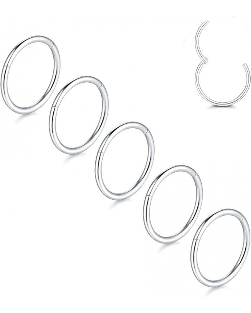 14G 16G 18G 20G Nose Ring Hoop Stainless Steel Hinged Segment Ring Hoop Nose Clicker Ring Tragus Helix Cartilage Daith Rook E...