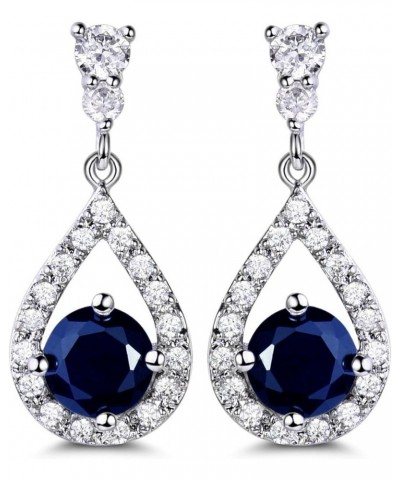 Weddding Earrings for Bride Bridesmaid, Silver Plated Cubic Zirconia Dangle Earrings for Women blue(big size) $10.39 Earrings