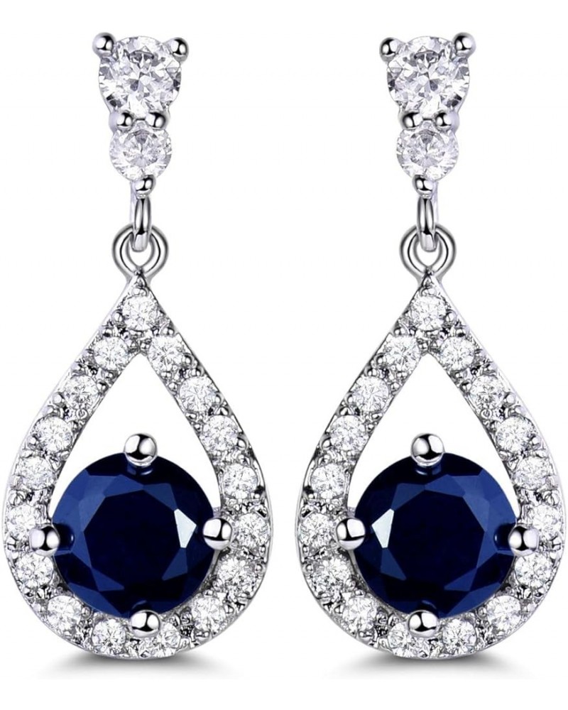 Weddding Earrings for Bride Bridesmaid, Silver Plated Cubic Zirconia Dangle Earrings for Women blue(big size) $10.39 Earrings