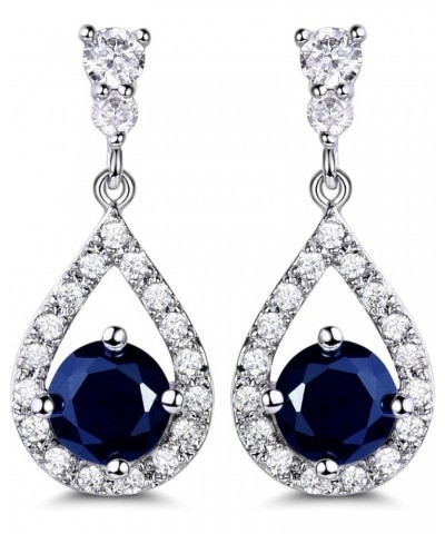 Weddding Earrings for Bride Bridesmaid, Silver Plated Cubic Zirconia Dangle Earrings for Women blue(big size) $10.39 Earrings