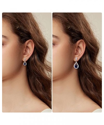 Weddding Earrings for Bride Bridesmaid, Silver Plated Cubic Zirconia Dangle Earrings for Women blue(big size) $10.39 Earrings