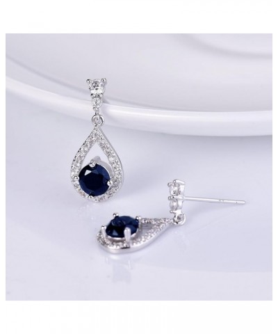 Weddding Earrings for Bride Bridesmaid, Silver Plated Cubic Zirconia Dangle Earrings for Women blue(big size) $10.39 Earrings