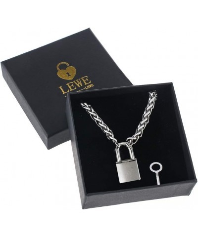 Lover Heart Lock Necklace Padlock Chain Women Men Stainless Steel Collar Choker with Key and Box (A, 20) $12.26 Necklaces