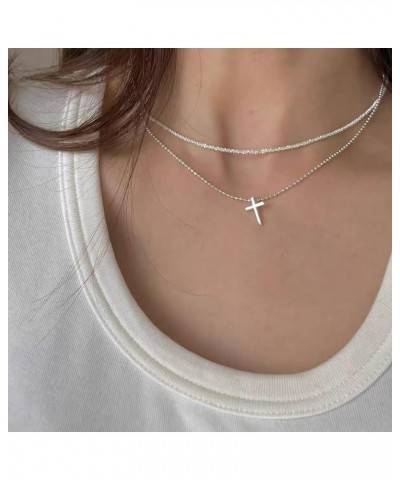 Dainty Cross Necklace for Women 14K Gold plated Cute Faith Cross Necklace Sideways Diamond Layered Cross Necklace Simple Gold...