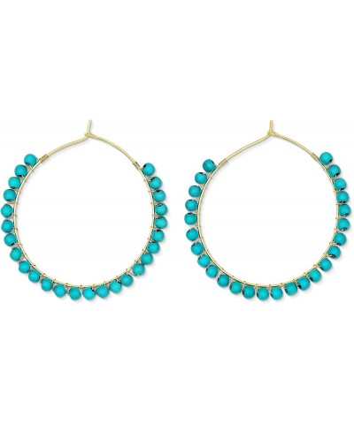 Beaded Hoop Earrings, Turquoise Earrings for Women, Turquoise Hoop Earrings, Western Earrings, Gold Hoop Earrings, Natural St...