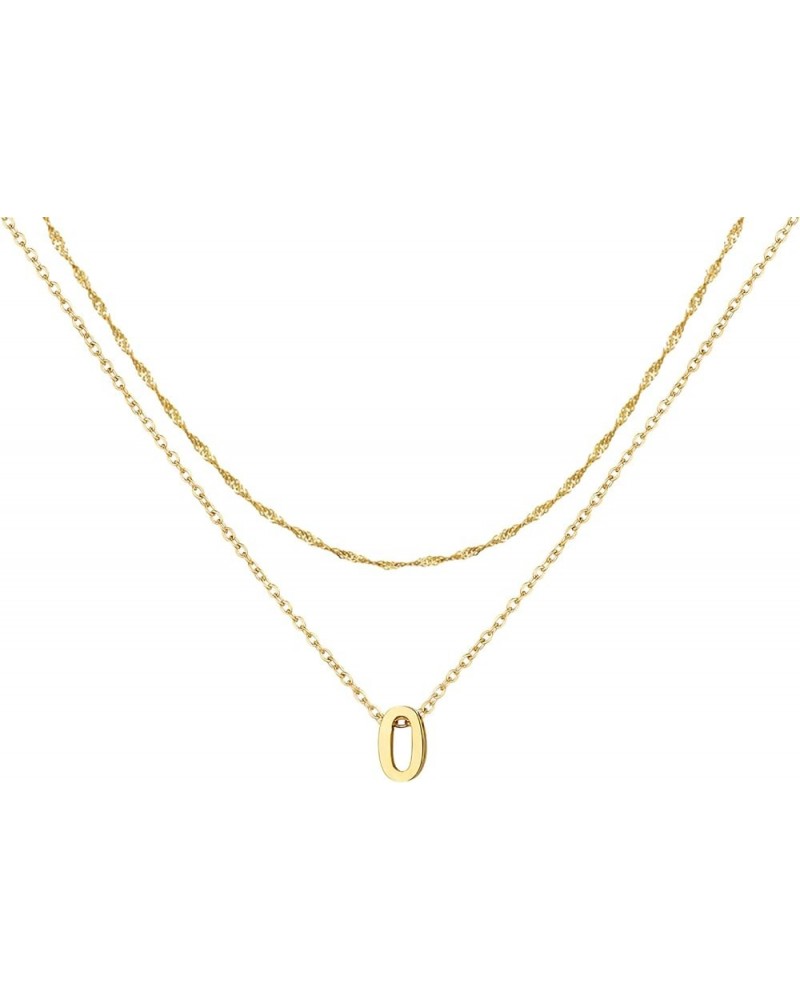 Cute Number Pendant Necklace for Women, 14K Gold Plated Dainty Layered Stainless Steel Chain Y Necklaces Sports Jewelry Birth...