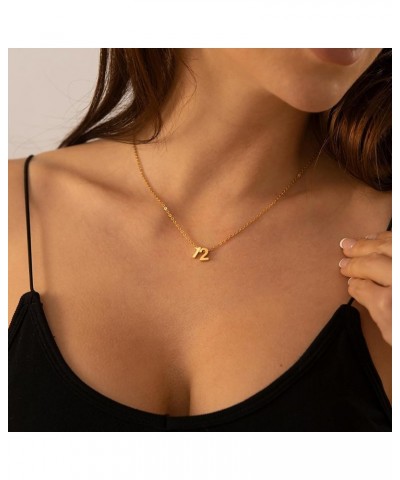 Cute Number Pendant Necklace for Women, 14K Gold Plated Dainty Layered Stainless Steel Chain Y Necklaces Sports Jewelry Birth...