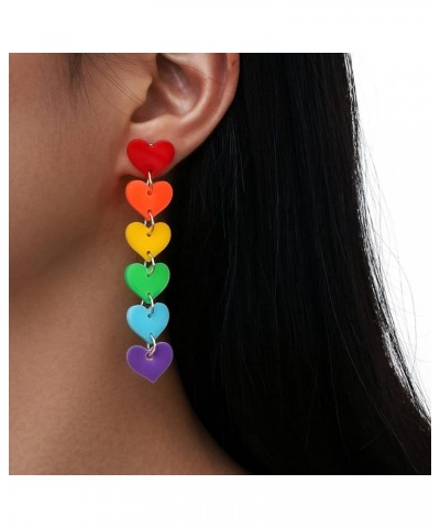 Rainbow Earrings for Women Pride Earrings Rainbow Heart Dangle Earrings Gay Pride Earrings Rainbow Accessories Earrings for G...