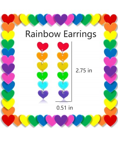 Rainbow Earrings for Women Pride Earrings Rainbow Heart Dangle Earrings Gay Pride Earrings Rainbow Accessories Earrings for G...