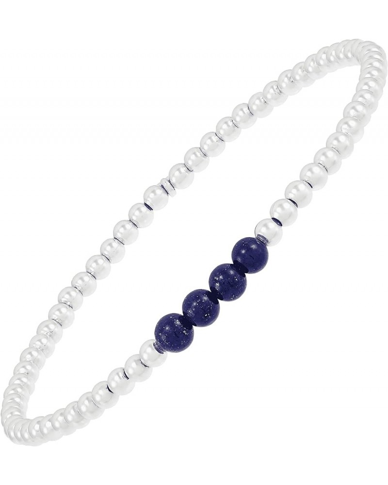 'Loyalty' Natural Lapis Lazuli Stretch Bracelet in Sterling Silver, 6.75 6.75 Inches $23.40 Bracelets