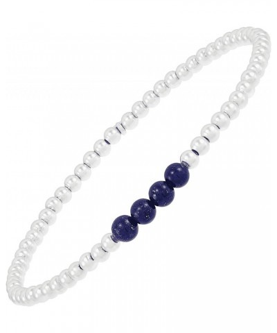 'Loyalty' Natural Lapis Lazuli Stretch Bracelet in Sterling Silver, 6.75 6.75 Inches $23.40 Bracelets