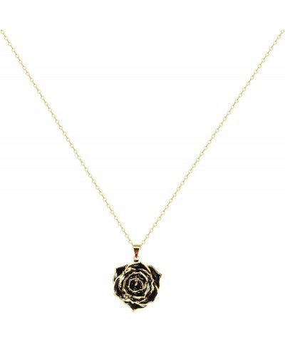 Rose Pendant Necklace for Women, 24K Gold-Plated, Adjustable Length, Fashion Jewelry, Best Gifts for Her Black Rose Necklace ...