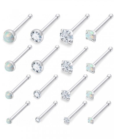 18G 20G 22G Surgical Steel Opal Nose Rings Studs for Women Men Nose Piercing Jewelry Top Diamond 1.5mm 2mm 2.5mm 3mm 20G Stra...