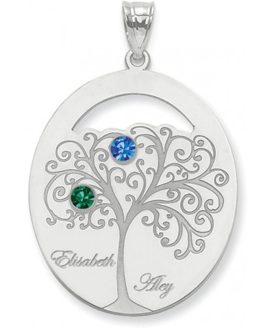 Custom Personalized Family Tree Necklace Pendant with Names and Birthstones - Sterling Silver and Gold on Sterling Silver Len...