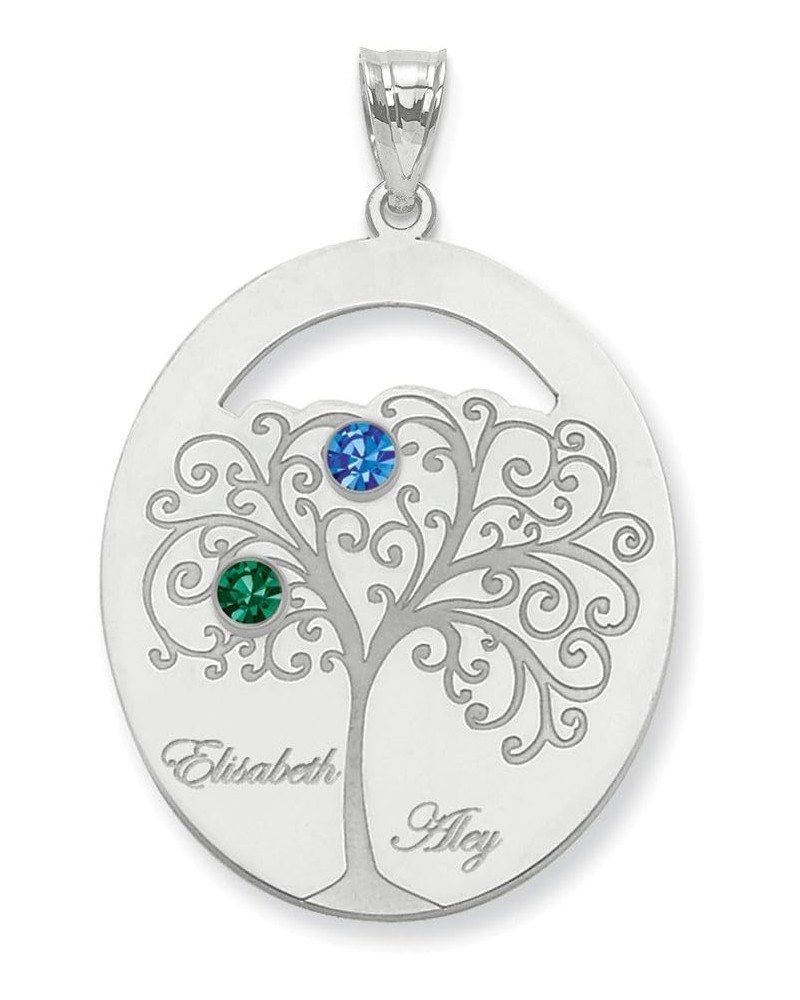 Custom Personalized Family Tree Necklace Pendant with Names and Birthstones - Sterling Silver and Gold on Sterling Silver Len...