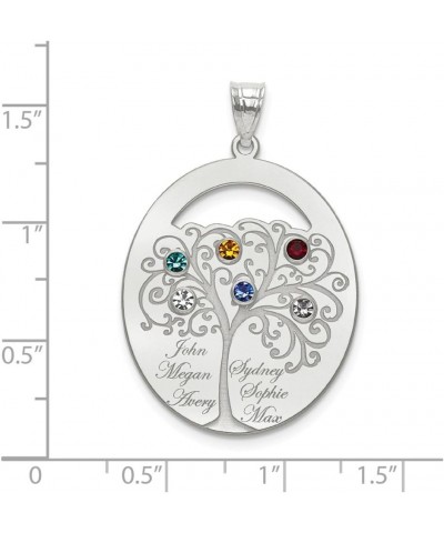 Custom Personalized Family Tree Necklace Pendant with Names and Birthstones - Sterling Silver and Gold on Sterling Silver Len...