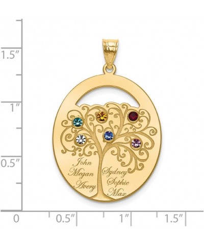 Custom Personalized Family Tree Necklace Pendant with Names and Birthstones - Sterling Silver and Gold on Sterling Silver Len...