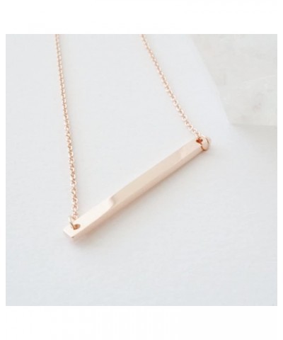 Horizontal Bar Necklace in Gold, Rose Gold, or Silver | Minimalist, Delicate Jewelry Rose Gold - Long Bar $15.11 Necklaces