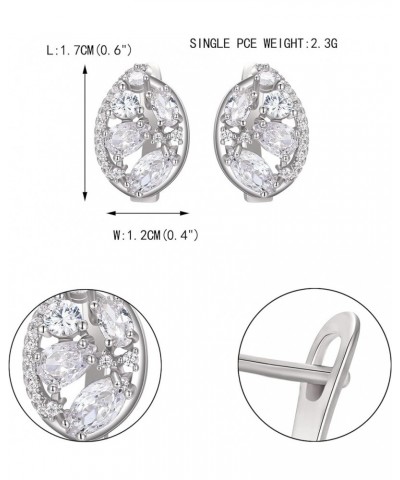 Women's Gorgeous Zircon Wedding Party Teardrop Hoop Stud Earrings Oval_Clear Silver-Tone $9.50 Earrings