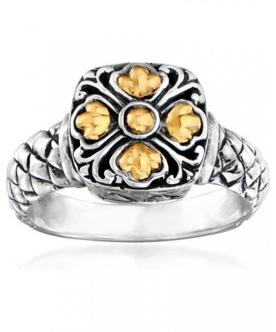 Sterling Silver Bali-Style Square-Top Floral Ring With 14kt Yellow Gold $29.60 Rings