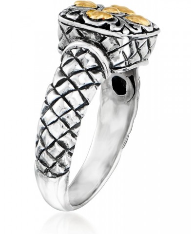 Sterling Silver Bali-Style Square-Top Floral Ring With 14kt Yellow Gold $29.60 Rings