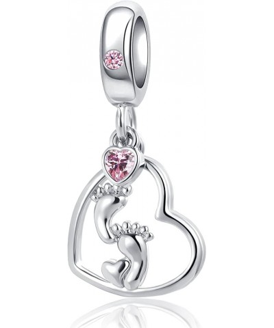 Mom Baby Footprint Grandma Best Friend Charm Crystal Bead for Pandora Bracelet Baby Feet $7.64 Bracelets