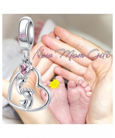 Mom Baby Footprint Grandma Best Friend Charm Crystal Bead for Pandora Bracelet Baby Feet $7.64 Bracelets