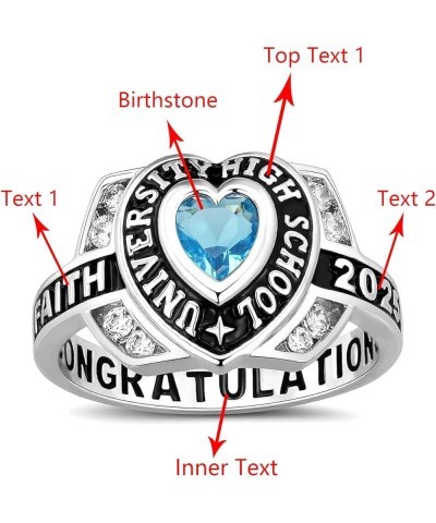 Customizable Class Rings High School and College Graduates,Class Ring Personalized,Sterling Silver/10k/14k,Birthstone Class R...