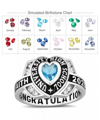 Customizable Class Rings High School and College Graduates,Class Ring Personalized,Sterling Silver/10k/14k,Birthstone Class R...