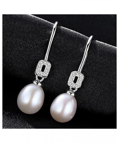 925 Sterling Silver Handpicked AAA+ Quality Freshwater Cultured Pearl Earrings for Women, CZ Cubic Zirconia S925 Fishhook Dro...