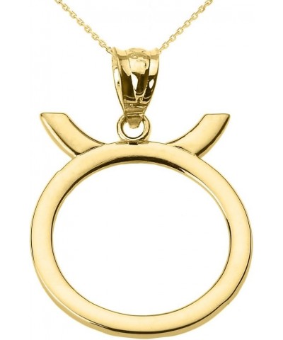 14K Yellow Gold Zodiac Astrological Sign Charm Personalized Pendant Necklace - Choice of Symbol & Chain Length 16" Taurus: Ap...