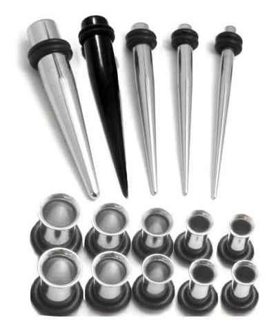 15 Piece Steel Taper and Plugs Ear Stretching Kit - Gauge Sizes 2G (6mm), 1G (7mm),0G (8mm), (9mm), 00G (10mm) $17.25 Body Je...